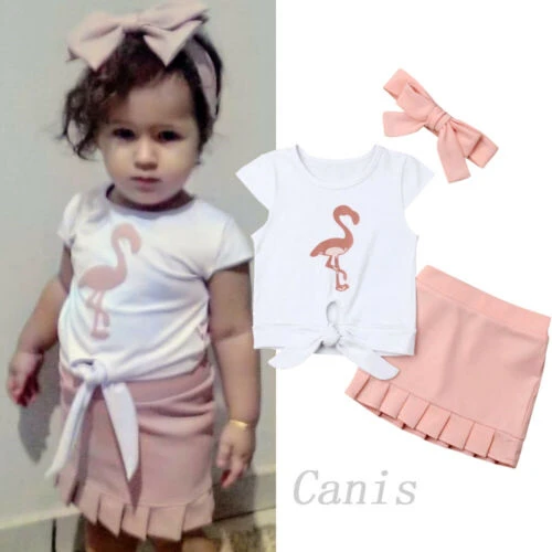 Sweet Toddler Baby Girls Flamingo Knotted T-Shirt Skirt 3PCS Outfit Summer New Baby Girl Clothes Flamingo Printed Top +Skirt
Sweet Toddler Baby Girls Flamingo Knotted T-Shirt Skirt 3PCS Outfit Summer New Baby Girl Clothes Flamingo Printed Top +Skirt