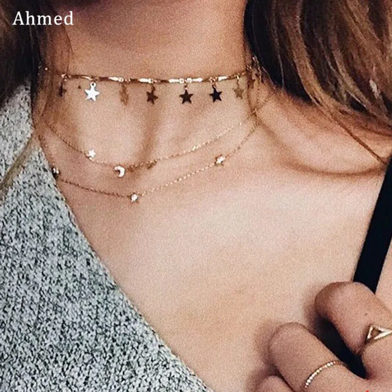 Ahmed Personality Simple Multilayer Star Pendant Choker Necklace For Women New Fashion Maxi Statement Collar Necklaces Jewelry
Ahmed Personality Simple Multilayer Star Pendant Choker Necklace For Women New Fashion Maxi Statement Collar Necklaces Jewelry