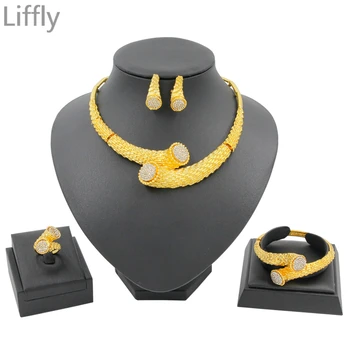 2019 Hot Sale Fashion Dubai Gold Jewelry Sets Casual Style Design Crystal Necklace Bracelet Ring Bride Anniversary Gift
2019 Hot Sale Fashion Dubai Gold Jewelry Sets Casual Style Design Crystal Necklace Bracelet Ring Bride Anniversary Gift