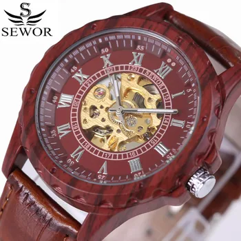 SEWOR2018 new Wood Leather Watches Skeleton Mechanical Watch Men Top Brand Luxury Automatic Clock Mens Watch Wood color Relogio
SEWOR2018 new Wood Leather Watches Skeleton Mechanical Watch Men Top Brand Luxury Automatic Clock Mens Watch Wood color Relogio