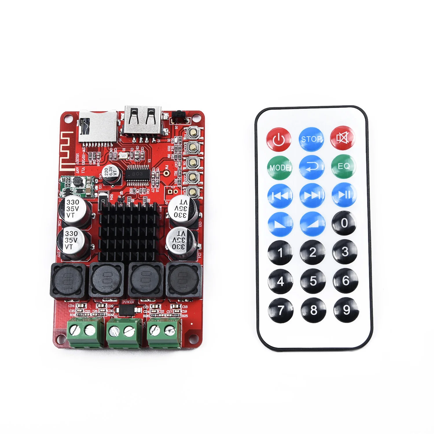TPA3116 2*50W Wireless Bluetooth 4.0 Audio Receiver Digital Amplifier Board U disk TF card decode amplifier with remote control
TPA3116 2*50W Wireless Bluetooth 4.0 Audio Receiver Digital Amplifier Board U disk TF card decode amplifier with remote control