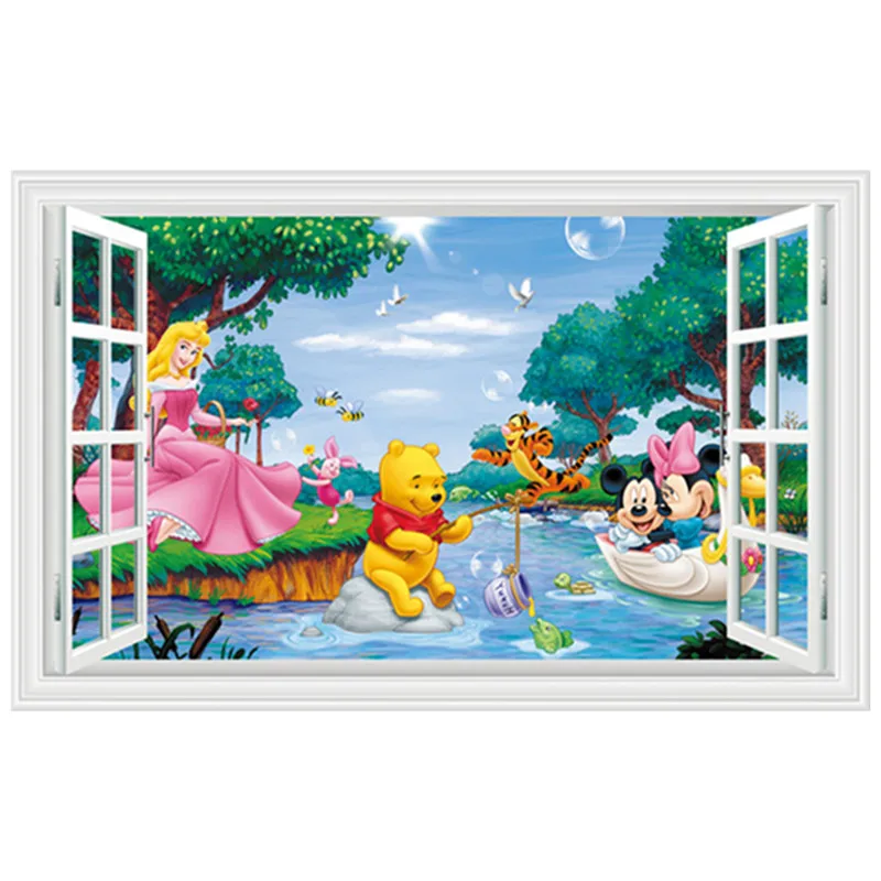 Princess anime wall decals Mickey Mouse Winnie Bear fake 3d window vinyl stickers kids room decoration cartoon wallpaper 90*60cm
Princess anime wall decals Mickey Mouse Winnie Bear fake 3d window vinyl stickers kids room decoration cartoon wallpaper 90*60cm