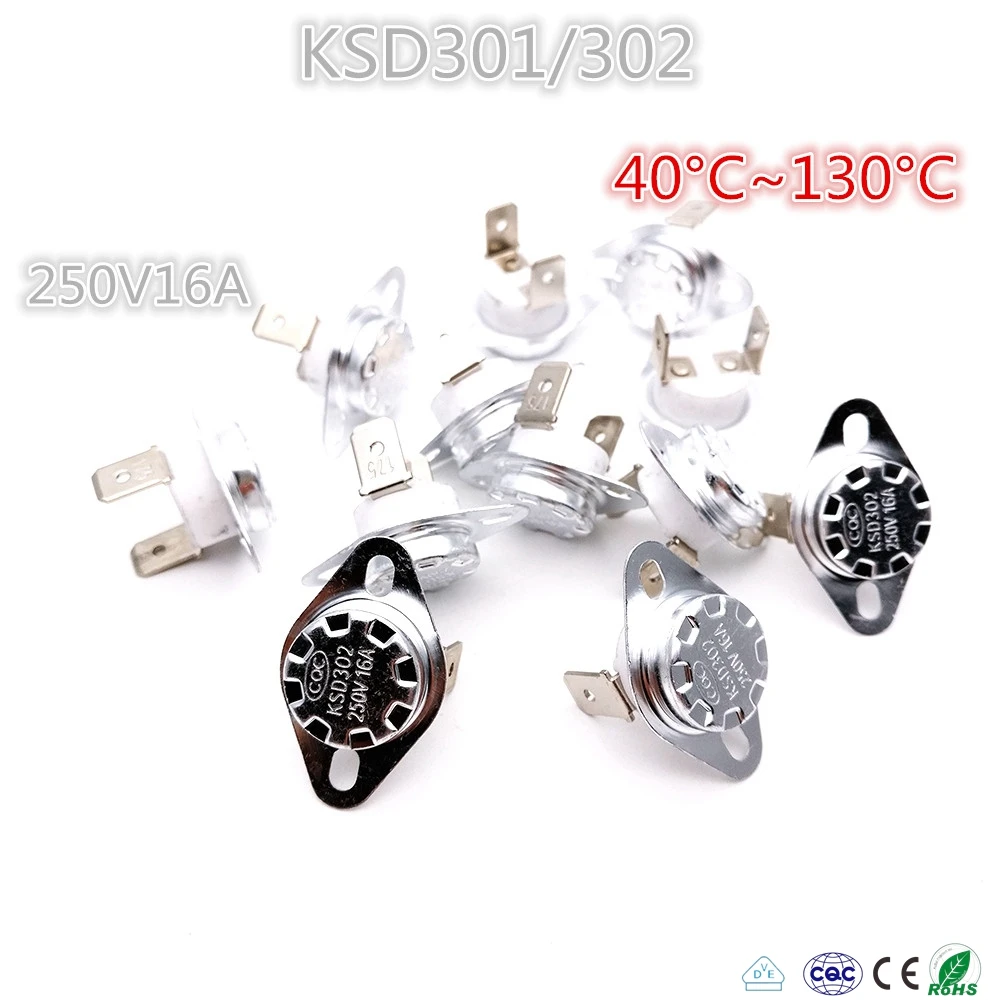 20Pcs KSD301/302 45/50/55/60/65/70/75/80/85/90/92~130 degrees Celsius Temperature Controlled Switch Ceramics Thermostat 250V 16A
20Pcs KSD301/302 45/50/55/60/65/70/75/80/85/90/92~130 degrees Celsius Temperature Controlled Switch Ceramics Thermostat 250V 16A
