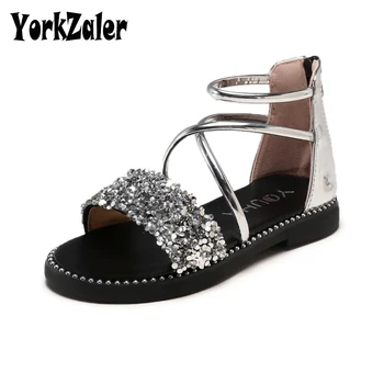 Yorkzaler Summer Kids Roman Shoes For Girl Sequines Flats Non-slip Girl Sandals 3 Color Artificial Leather Children's Footwear 
Yorkzaler Summer Kids Roman Shoes For Girl Sequines Flats Non-slip Girl Sandals 3 Color Artificial Leather Children's Footwear