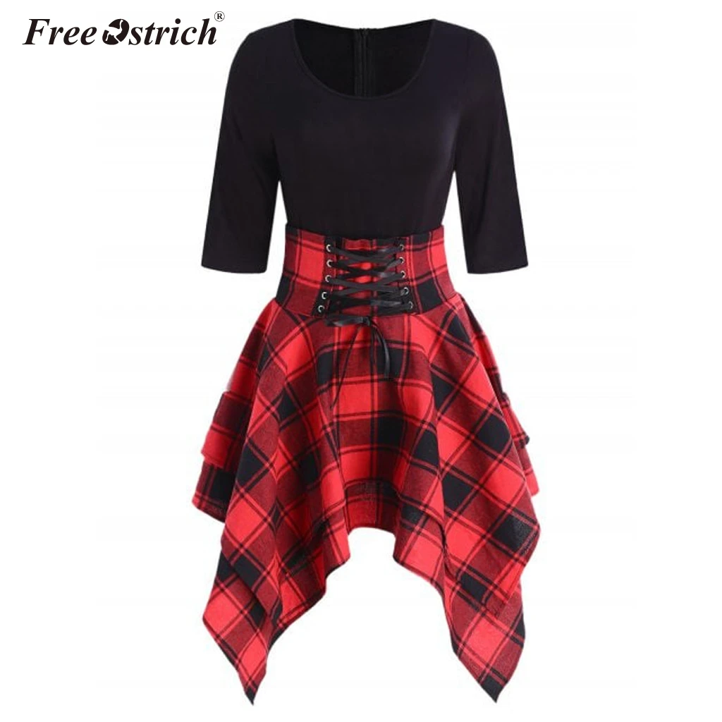 Free Ostrich Girls Summer Dress plaid Lace Up Dresses Sexy Women o-neck Half Sleeve Beach Backless Patchwork Dress Vestidos
Free Ostrich Girls Summer Dress plaid Lace Up Dresses Sexy Women o-neck Half Sleeve Beach Backless Patchwork Dress Vestidos