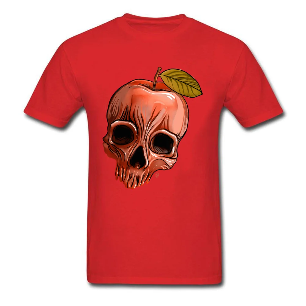 O Neck Apple Skull Cotton Fabric Men Top T-shirts Custom Short Sleeve Tops Shirt On Sale Printed T-Shirt Top Quality Apple Skull red