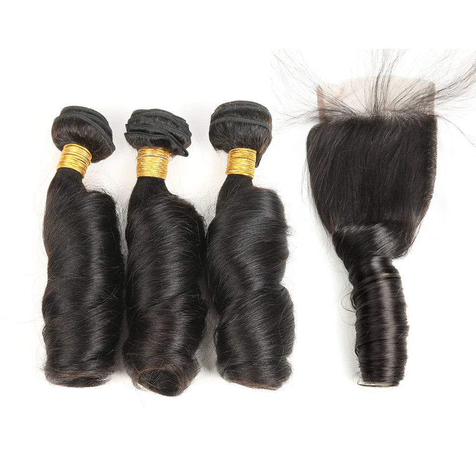 4Pcs/lot Bouncy Curly with Closure Brazilian Hair Weave Bundles with Closure 8-26inch 3 Bundles Fummi Hair Remy Human Hair
4Pcs/lot Bouncy Curly with Closure Brazilian Hair Weave Bundles with Closure 8-26inch 3 Bundles Fummi Hair Remy Human Hair