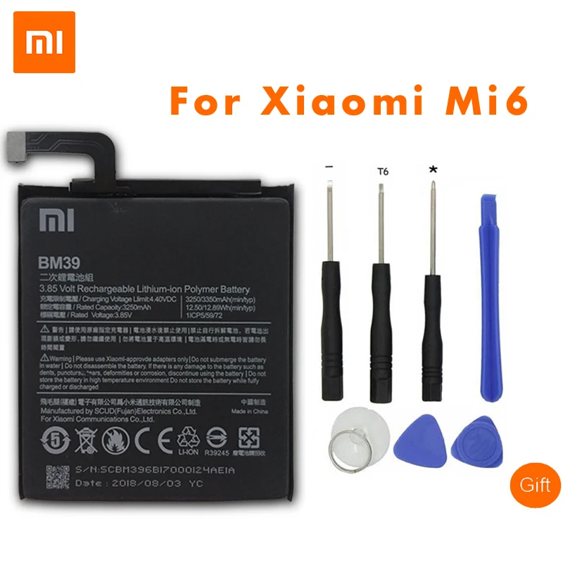 Xiao Mi Original BM39 Battery For Xiaomi Mi6 3250mAh High Capacity Replacement Phone Batteries With Retail Package + Tools
Xiao Mi Original BM39 Battery For Xiaomi Mi6 3250mAh High Capacity Replacement Phone Batteries With Retail Package + Tools