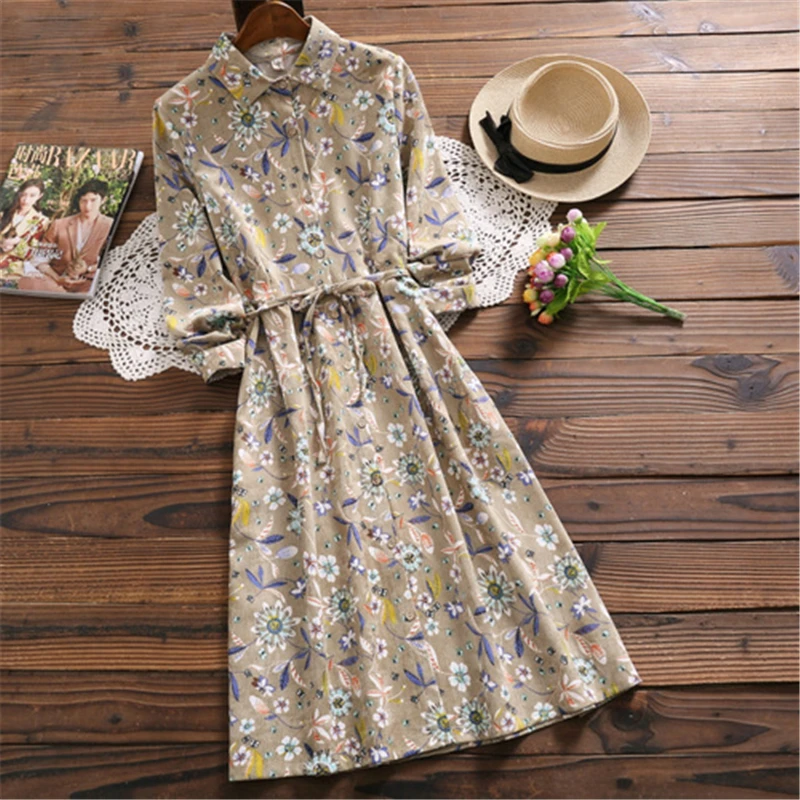 Japanese Mori Girl Corduroy Dress Autumn and Winter Dress Women Long Sleeve Floral Print Vintage Dresses Apricot Flower Clothes
Japanese Mori Girl Corduroy Dress Autumn and Winter Dress Women Long Sleeve Floral Print Vintage Dresses Apricot Flower Clothes