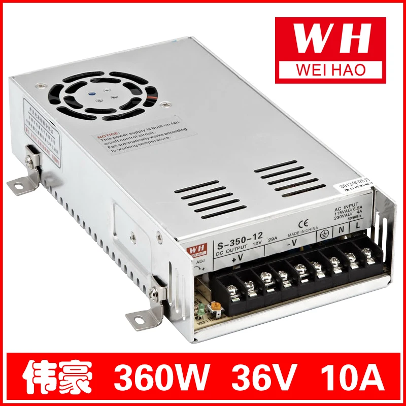 360W switching power supply DC power DC36V/10A 2-year warranty Model S-360-36 220V/110V
360W switching power supply DC power DC36V/10A 2-year warranty Model S-360-36 220V/110V