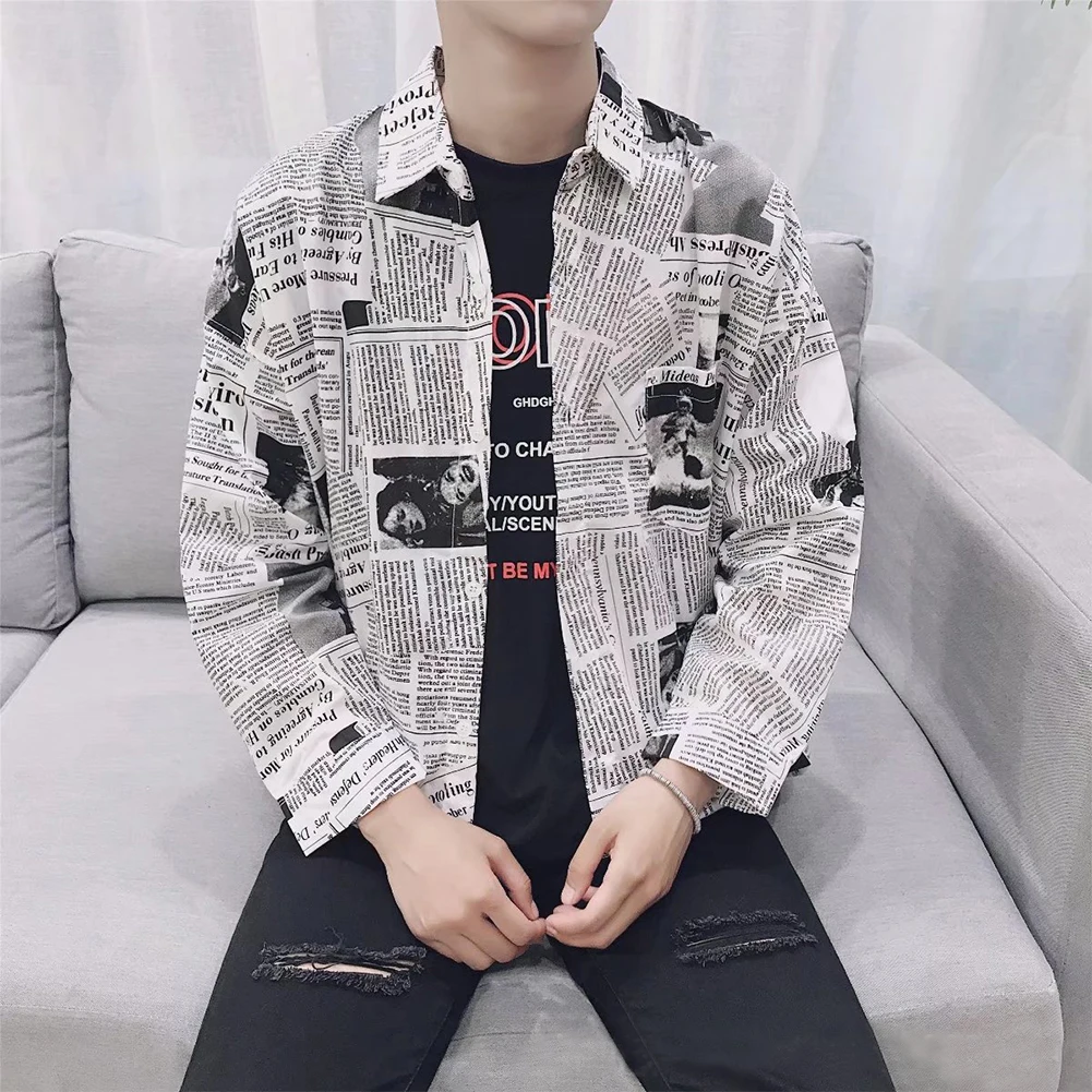 Tops Men Shirts Daily Splicing Long Sleeve Spring Boy Newspaper Printing Square Neck Male Clothes Casual Cotton Blend Slim Fit
Tops Men Shirts Daily Splicing Long Sleeve Spring Boy Newspaper Printing Square Neck Male Clothes Casual Cotton Blend Slim Fit