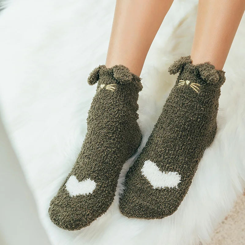 Coral Fleece Funny Socks Cat Embroidery Home Slippers Cute Socks Seamless Terry Warm Breathable Floor Socks
Coral Fleece Funny Socks Cat Embroidery Home Slippers Cute Socks Seamless Terry Warm Breathable Floor Socks