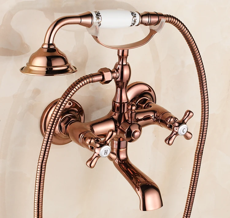 Shower Sets Polished Rose Golden Telephone Style Euro Bath Tub Faucet Mixer Tap Luxury Ceramic Wall Bath Faucet
Shower Sets Polished Rose Golden Telephone Style Euro Bath Tub Faucet Mixer Tap Luxury Ceramic Wall Bath Faucet