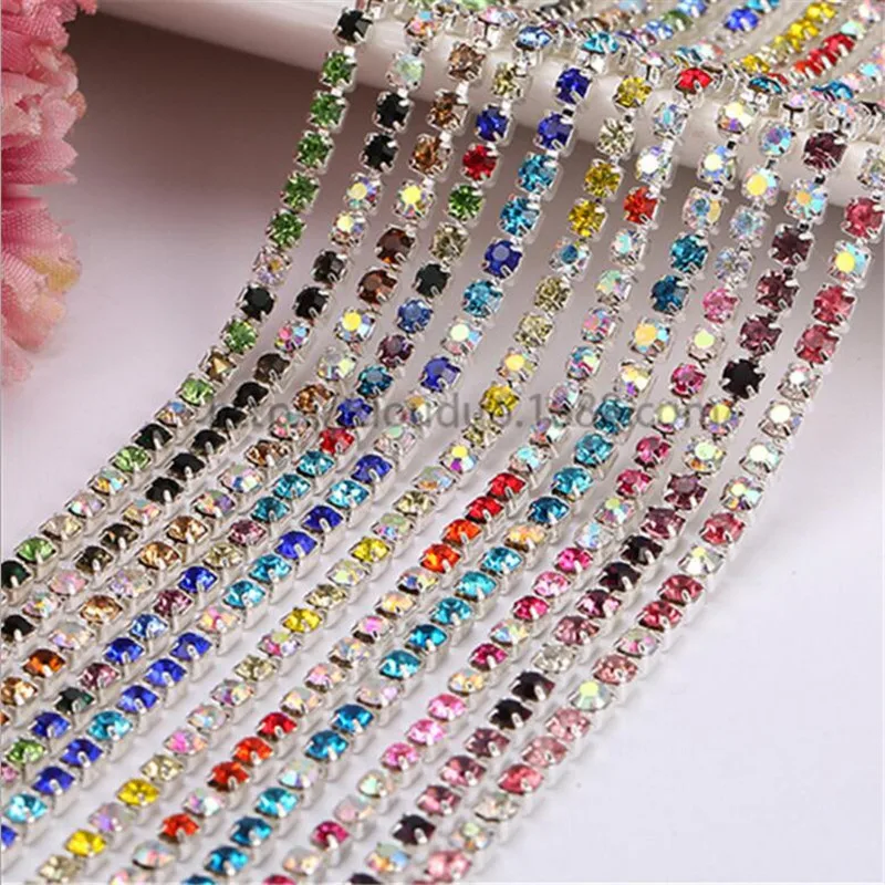 2yard SS6 2/3mm Rhinestone Crystal Cup Chain Mixed Color Silver Metal Base Densify Claw Sewing fit Clothes Phone DIY Accessories
2yard SS6 2/3mm Rhinestone Crystal Cup Chain Mixed Color Silver Metal Base Densify Claw Sewing fit Clothes Phone DIY Accessories