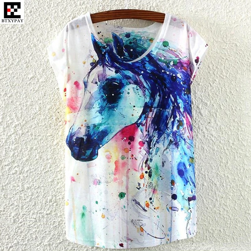 Summer Women Ink Painting Loose T-shirt,Ultra-thin Cool Fashion Horse Cat Owl Pattern 3D Print O-Neck Girl Bat Shirt Female Tops
Summer Women Ink Painting Loose T-shirt,Ultra-thin Cool Fashion Horse Cat Owl Pattern 3D Print O-Neck Girl Bat Shirt Female Tops