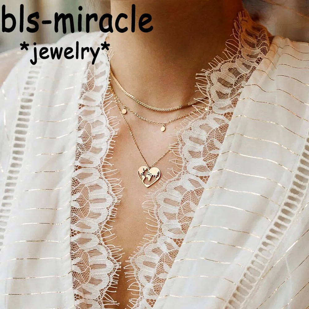 Bls-miracle New Gold Sliver Multi layer Necklace For Women Heart-Shaped Choker Necklaces & Pendants 2019 Female Bohemian Jewelry
Bls-miracle New Gold Sliver Multi layer Necklace For Women Heart-Shaped Choker Necklaces & Pendants 2019 Female Bohemian Jewelry