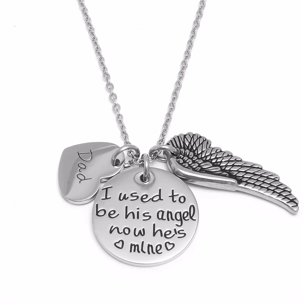 Memorial Pendant Necklace for Mom Dad Gift Heart Necklace with Wing Charm I Used To Be His Angel Now He's Mine
Memorial Pendant Necklace for Mom Dad Gift Heart Necklace with Wing Charm I Used To Be His Angel Now He's Mine