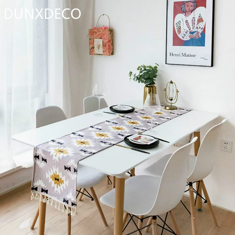 DUNXDECO Table Runner Party Desk Decor Hot Insulation Modern Bohemia Colorful Geometric Chenille Soft Waterproof Fabric Mat
DUNXDECO Table Runner Party Desk Decor Hot Insulation Modern Bohemia Colorful Geometric Chenille Soft Waterproof Fabric Mat