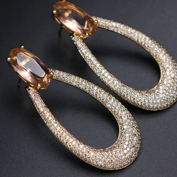 Fashion Luxury 3A Cubic Zirconia Pave big Ellipse Stud Earrings for Women crystal Glass stone Gold color large Earrings Jewelry
Fashion Luxury 3A Cubic Zirconia Pave big Ellipse Stud Earrings for Women crystal Glass stone Gold color large Earrings Jewelry