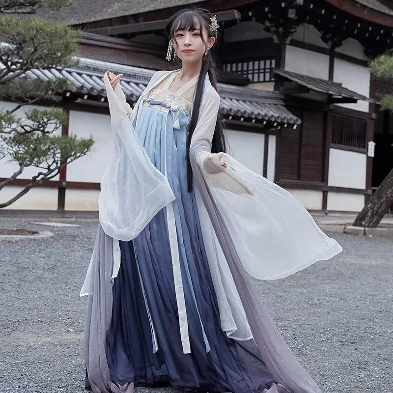 Hanfu Women Fairy Dress White Blue Gradient Fantasia Feminina Ancient Chinese Costume Women Adult Folk Festival Outfit BL1972
Hanfu Women Fairy Dress White Blue Gradient Fantasia Feminina Ancient Chinese Costume Women Adult Folk Festival Outfit BL1972