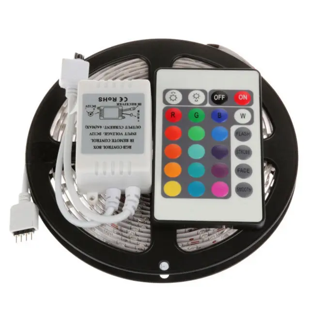 5 м 3528 300 светодиодов RGB SMD полоса 60 светодиодов/м неводонепроницаемый 12В + 24key