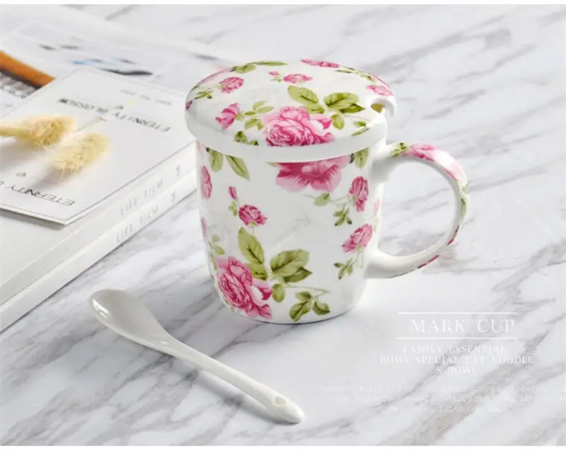 370ML Cute floral rose, bone china wake up coffe mug, creative flower tea mug, thermos cute china coffee cup with spoon and lid
370ML Cute floral rose, bone china wake up coffe mug, creative flower tea mug, thermos cute china coffee cup with spoon and lid