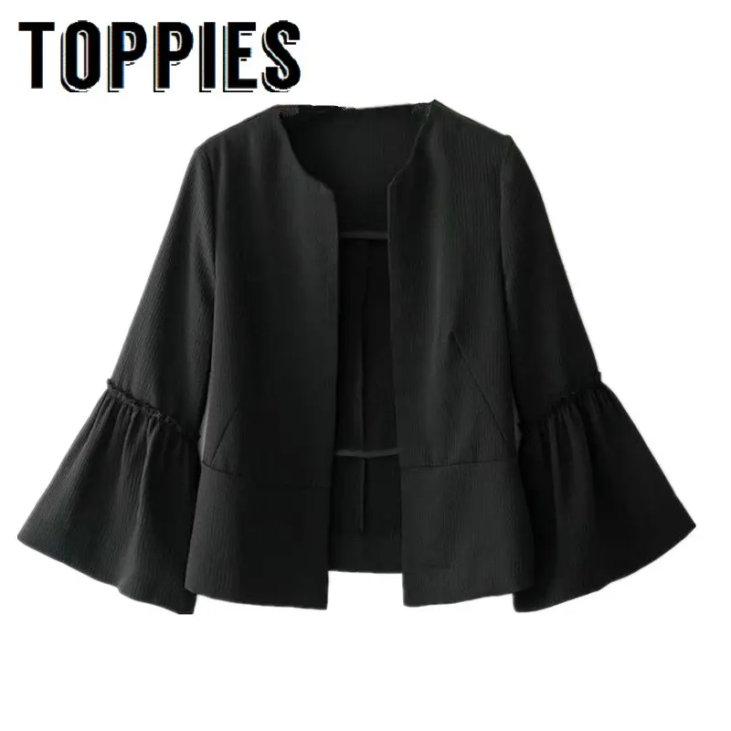 Hot Sale Flare Sleeve Short Coat O-neck Jacket Jaqueta Solid Black Color Women Quality Coats Chaquetas
Hot Sale Flare Sleeve Short Coat O-neck Jacket Jaqueta Solid Black Color Women Quality Coats Chaquetas