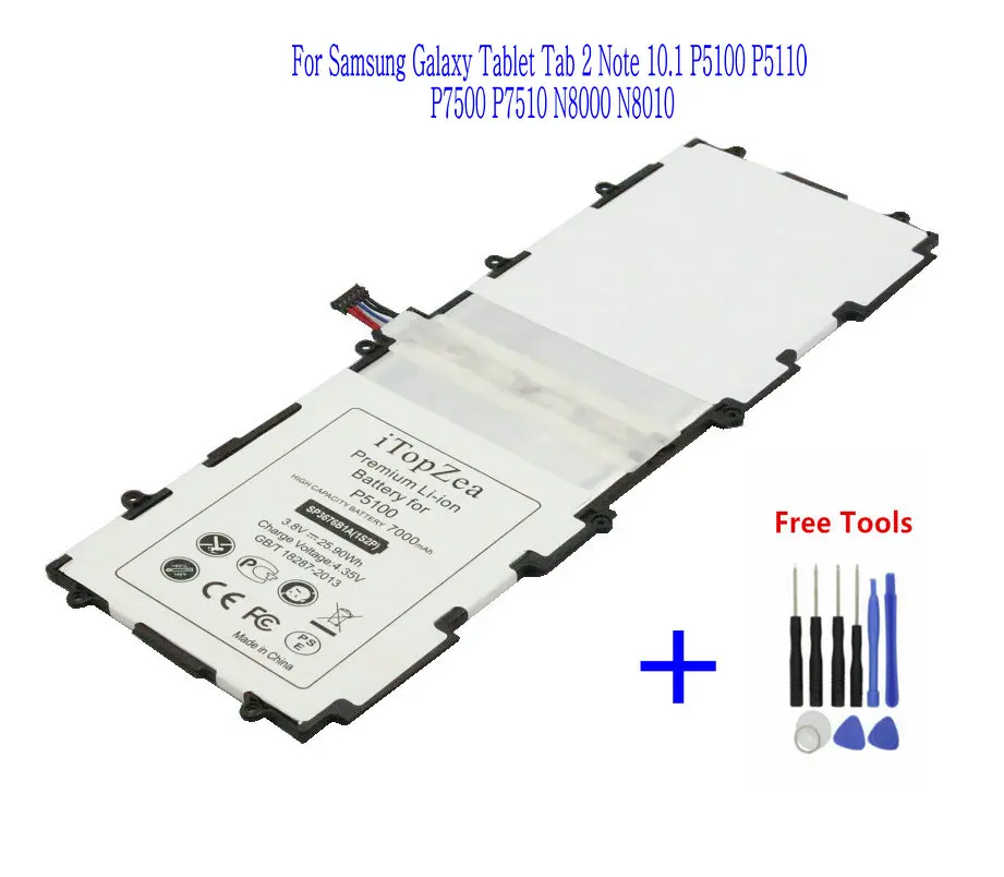 iTopZea 1x 7000mAh SP3676B1A(1S2P) Replacement Battery For Samsung Galaxy Tablet Tab 2 Note 10.1 P5100 P5110 P7500 P7510 N8010
iTopZea 1x 7000mAh SP3676B1A(1S2P) Replacement Battery For Samsung Galaxy Tablet Tab 2 Note 10.1 P5100 P5110 P7500 P7510 N8010