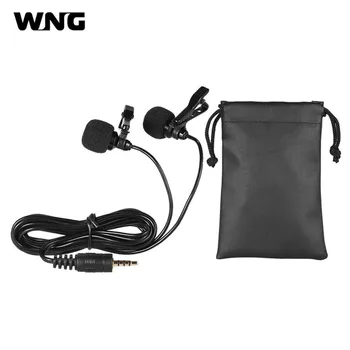 

150cm Wired Mini Dual-Headed Omni-Directional Condenser Mic Microphones with Collar Clip for Cellphone Smartphone PC Laptop