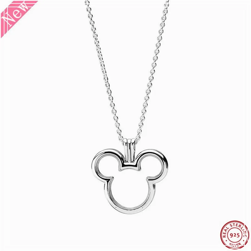 Castillo De Disney Con Mickey Sterling Silver//Collar de cuero de imitación