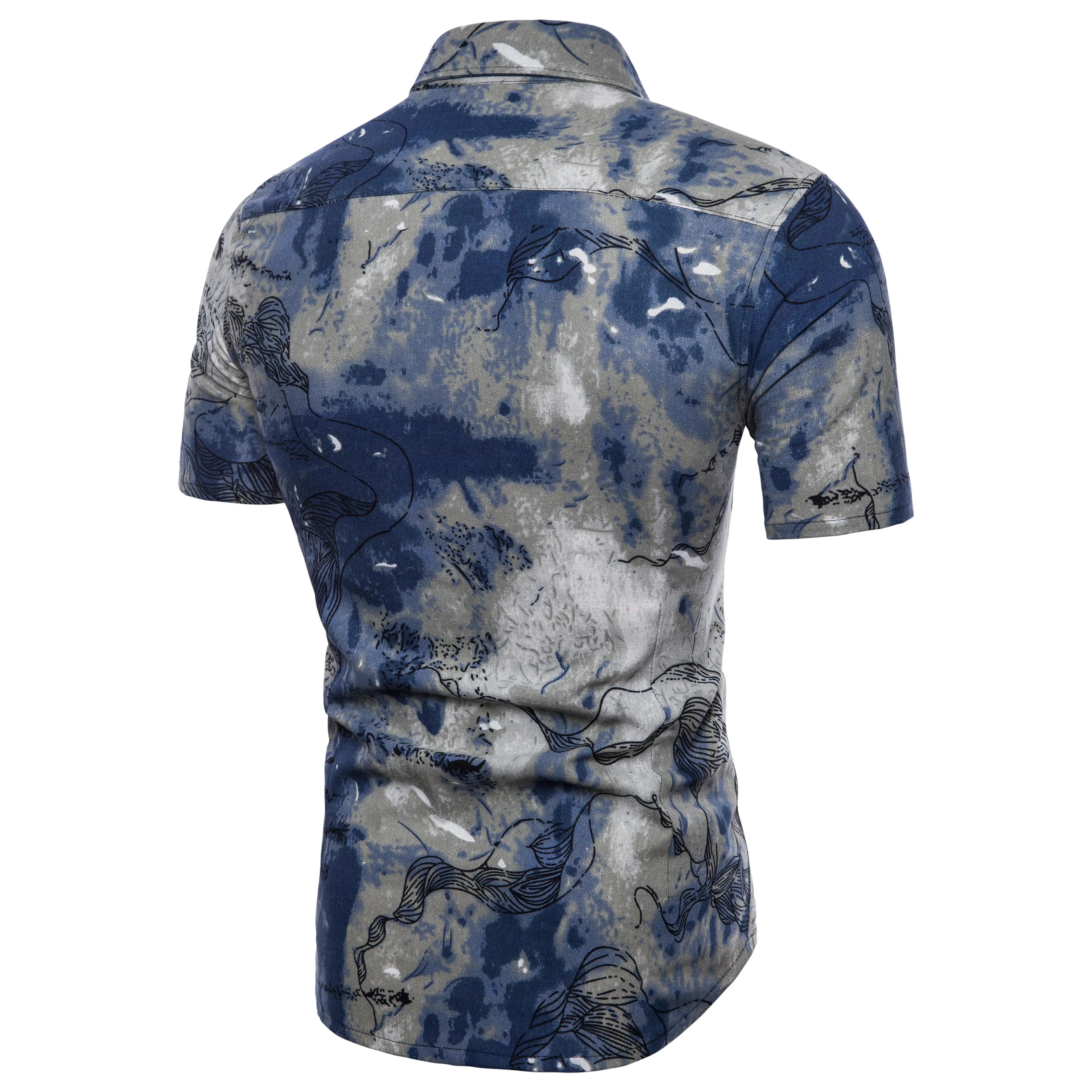 2019 Casual Shirts Mens Summer Irregular Pattern Breathable Short Sleeves Shirts Big Size 7XL