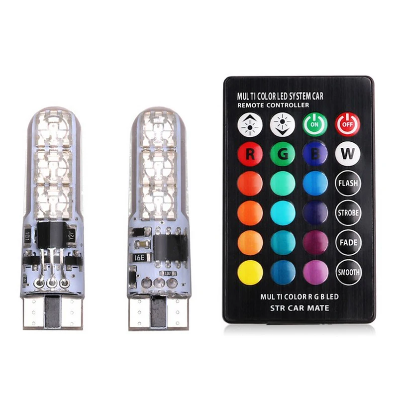 T10/ LED RGB coche interior luz de lectura 5/ W SMD 5050/ Super luz Automtive coche Dashboard Bombilla de repuesto 12/ V con control de romote