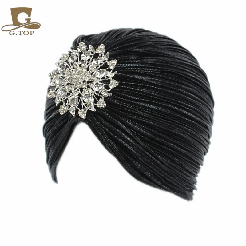 New Fashion Ladies Gold Silver Diamond Jewel Turban Hats For Women Chemo Bandana Hijab Pleated Indian Cap Turbante Hat
New Fashion Ladies Gold Silver Diamond Jewel Turban Hats For Women Chemo Bandana Hijab Pleated Indian Cap Turbante Hat