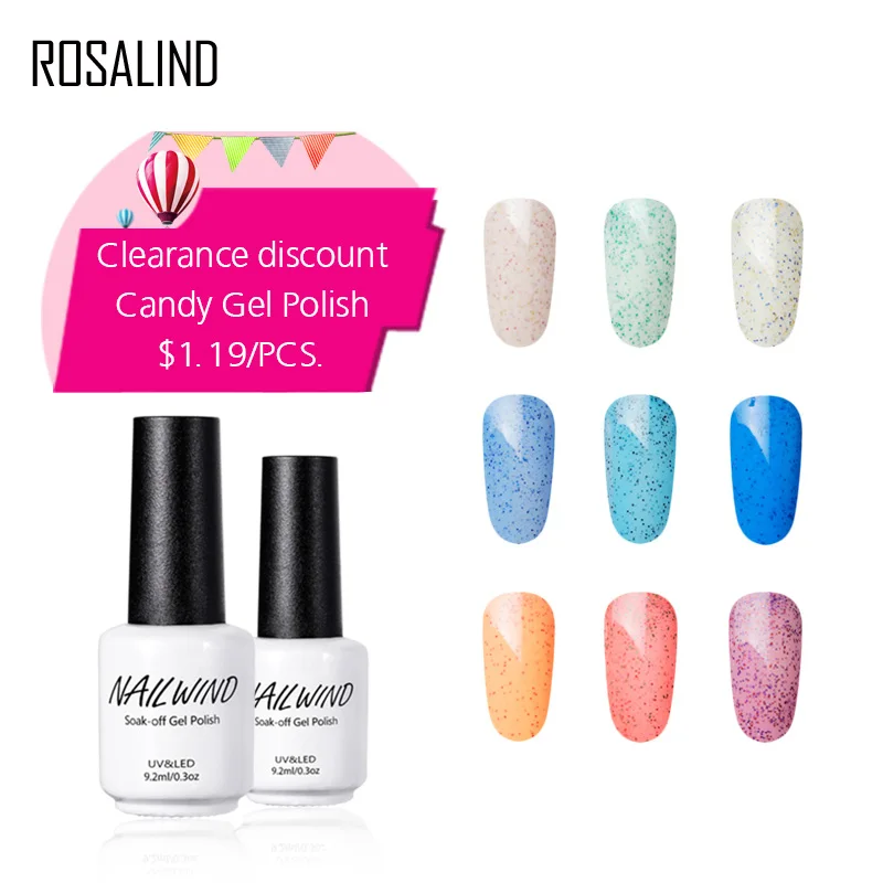Clearance Discount ROSALIND Nail Art 24 Colors Candy Gel Polish 9.2ML White Bottle Varnis Semi Permanent UV |