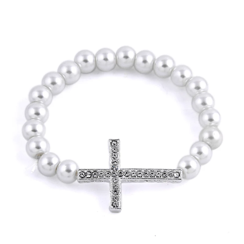 Trendy Female Plastic Pearl Rhinestone Cross Charms Bracelet Beads Bracelet In Jewerly Bangle For Women Fashion Gift To Friends
Trendy Female Plastic Pearl Rhinestone Cross Charms Bracelet Beads Bracelet In Jewerly Bangle For Women Fashion Gift To Friends