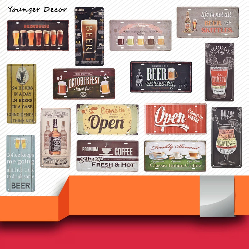 Vintage Home Decor Ice Cold Beer Vodka Whisky Tin Signs Hot Coffee License Car Plate For Bar Club Cafe Wall Metal Poster YA169
Vintage Home Decor Ice Cold Beer Vodka Whisky Tin Signs Hot Coffee License Car Plate For Bar Club Cafe Wall Metal Poster YA169