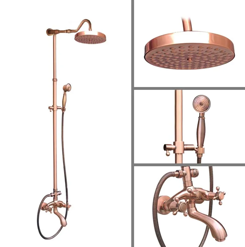 Antique Red Copper Brass Dual Cross Handles Bathroom 7.7" Round Rain Shower Head Faucet Set Tub Mixer Tap Wall Mounted mrg603
Antique Red Copper Brass Dual Cross Handles Bathroom 7.7" Round Rain Shower Head Faucet Set Tub Mixer Tap Wall Mounted mrg603