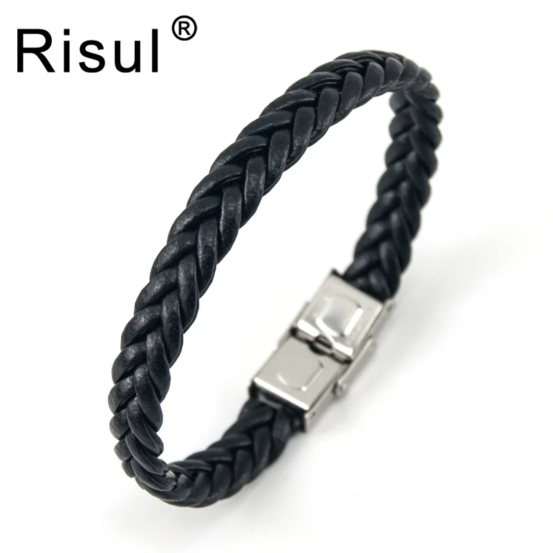 Risul Personalised Leather woven Bracelet Stainless Steel safe Clasp Fashion Male Bangles Father's jewelry Gift wholesale 50pcs
Risul Personalised Leather woven Bracelet Stainless Steel safe Clasp Fashion Male Bangles Father's jewelry Gift wholesale 50pcs
