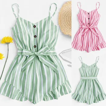 Summer Overalls Women's Fashion Sexy Body Sleeves Ladies Even Tie Tail Striped Print Short Overalls Combination
Summer Overalls Women's Fashion Sexy Body Sleeves Ladies Even Tie Tail Striped Print Short Overalls Combination
