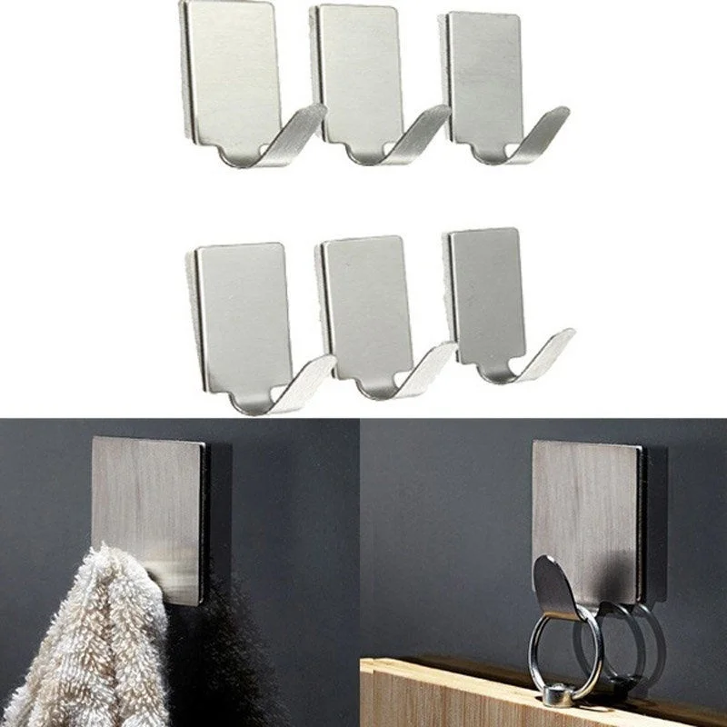 6Pcs Wall Hook Hanger Stainless Steel Self Adhesive Stick Door Convenient Hook for Kitchen Bathroom Hats Bag Key Hanger
6Pcs Wall Hook Hanger Stainless Steel Self Adhesive Stick Door Convenient Hook for Kitchen Bathroom Hats Bag Key Hanger