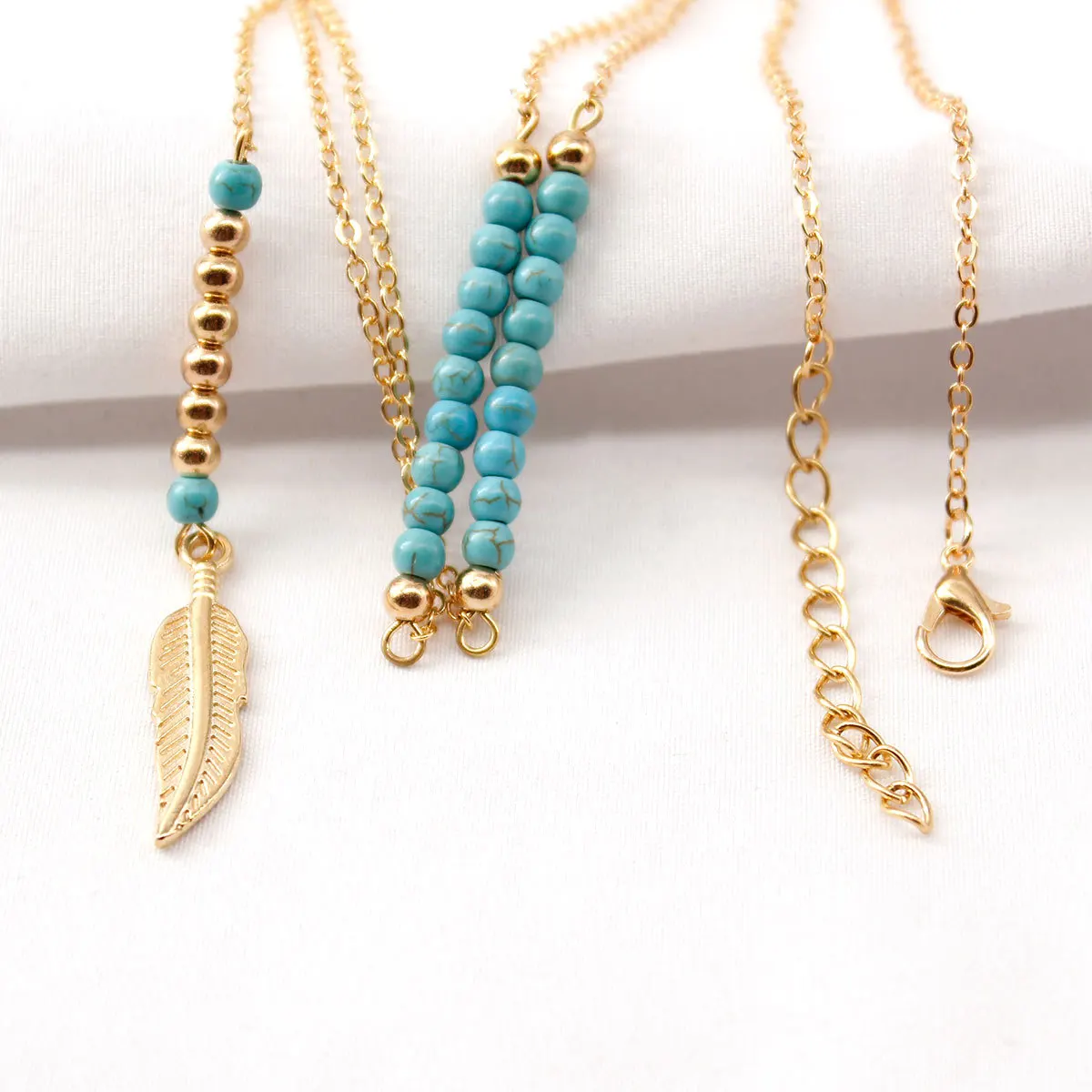 New Stone Beads Long Chain Necklace Pendants Feather Shape Clavicle Choker Statement Necklace Women Neck Jewelry
New Stone Beads Long Chain Necklace Pendants Feather Shape Clavicle Choker Statement Necklace Women Neck Jewelry