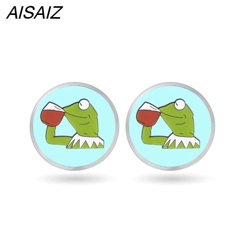 Hot Frog Pepe Stud Earrings Feels Bad Man Sad Good Pop Culture Jewelry Christmas gift | Украшения и аксессуары