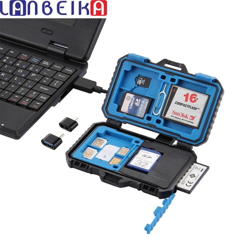 LANBEIKA Memory Card Case USB 3.0 SD CF TF Reader + OTG Fuction 9/22/27 Slots Waterproof SD CF TF SIM Cards storage Case Holder
LANBEIKA Memory Card Case USB 3.0 SD CF TF Reader + OTG Fuction 9/22/27 Slots Waterproof SD CF TF SIM Cards storage Case Holder