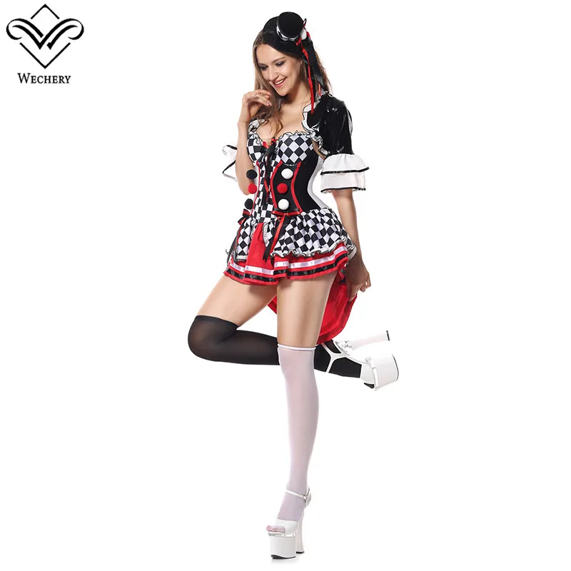 Wechery Joker Cosplay for Halloween Women Sexy Plaids Mini Dress with Cloak Low Cut Lace Costume with Hat Lace Up Dresses
Wechery Joker Cosplay for Halloween Women Sexy Plaids Mini Dress with Cloak Low Cut Lace Costume with Hat Lace Up Dresses