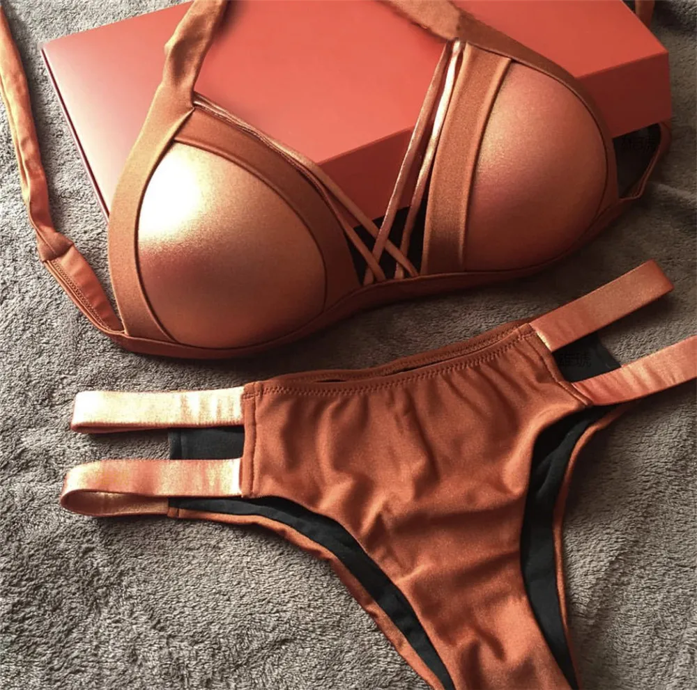 2018 Brown Hot Stamping Bikinis Set Halter Bandage Low Waist Two Piece Swimsuit Bathing Suit Women Sexy Solid Swimwear Monokini
2018 Brown Hot Stamping Bikinis Set Halter Bandage Low Waist Two Piece Swimsuit Bathing Suit Women Sexy Solid Swimwear Monokini