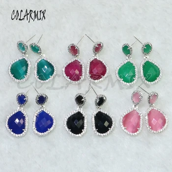 6 Pairs Wholesale Faceted cat eye stone earrings Silver color metal earrings Natural stone earrings jewelry gift for lady 9182
6 Pairs Wholesale Faceted cat eye stone earrings Silver color metal earrings Natural stone earrings jewelry gift for lady 9182