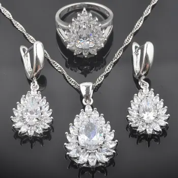 White Zirconia Jewelry Sets For Women Pear Earrings Set Silver Color Pendant Necklace Engagement Rings QZ0396
White Zirconia Jewelry Sets For Women Pear Earrings Set Silver Color Pendant Necklace Engagement Rings QZ0396