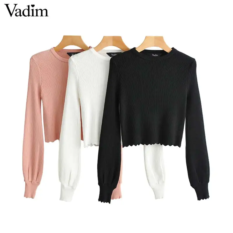 Vadim women elegant solid knitted sweater long sleeve O neck short stylle stretchy pullovers female casual short tops HA382
Vadim women elegant solid knitted sweater long sleeve O neck short stylle stretchy pullovers female casual short tops HA382
