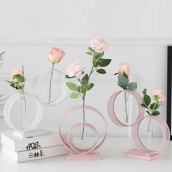 Ins Nordic Style Glass Test Tube Iron Art Vase Geometric Shape Pink Vase Luxury Home Decoration Office Accessories
Ins Nordic Style Glass Test Tube Iron Art Vase Geometric Shape Pink Vase Luxury Home Decoration Office Accessories