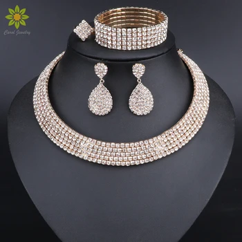 Hot Selling Bride Classic Rhinestone Crystal Choker Necklace Earrings Ring and Bracelet Wedding Jewelry Sets Wedding Accessories
Hot Selling Bride Classic Rhinestone Crystal Choker Necklace Earrings Ring and Bracelet Wedding Jewelry Sets Wedding Accessories